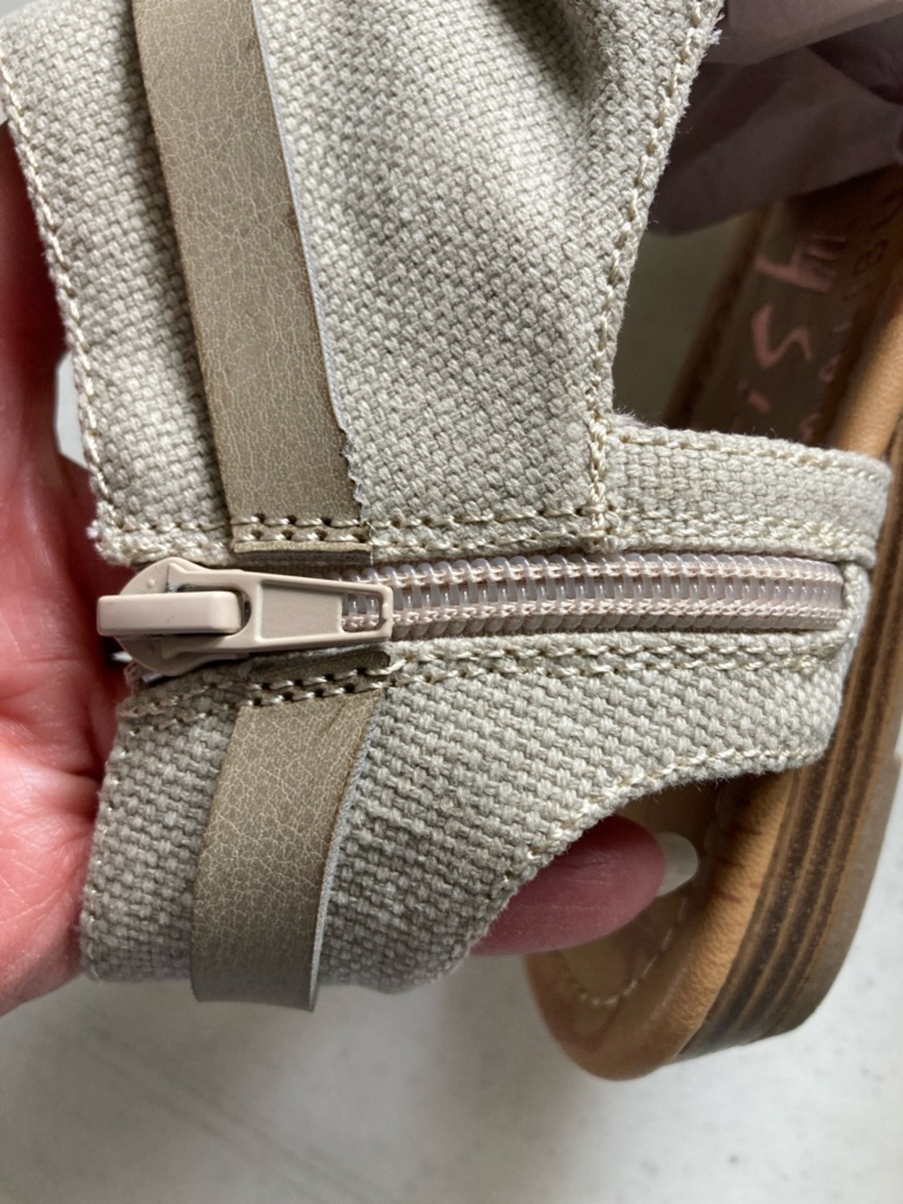 Blowfish Malibu Canvas Open-Toe Ankle Sandals in Beige NWOT - Picture 7 of 8